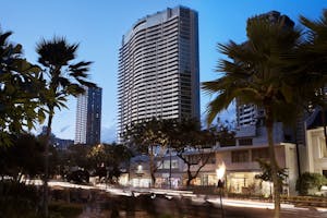 105-1 Ritz Carlton Residences - Waikiki Beach Hotel Front - Evening/Night