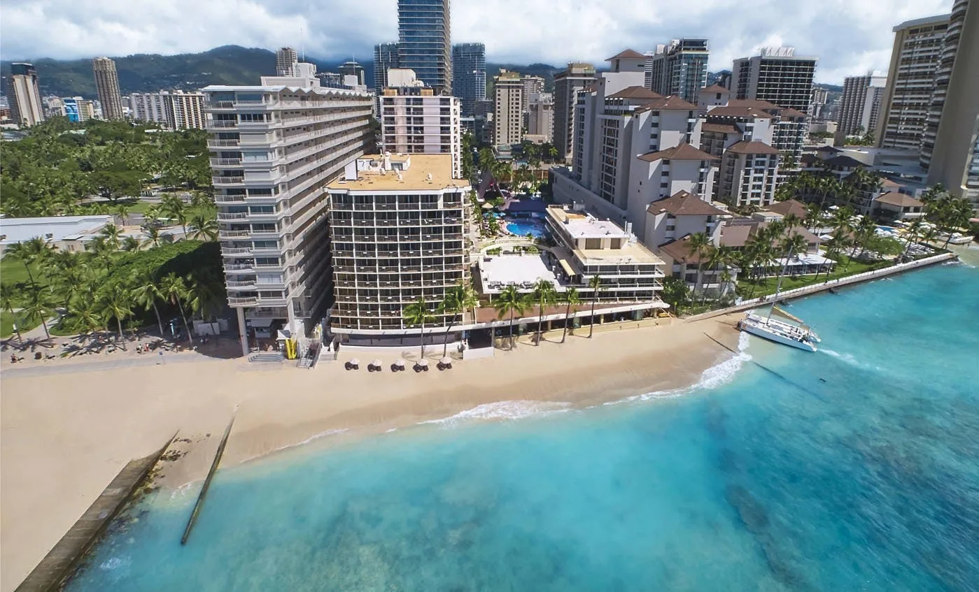 outrigger reef waikiki beach resort aerial 1